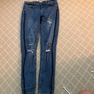 Zara 1975 Jeans with Black Sparkle on the side
